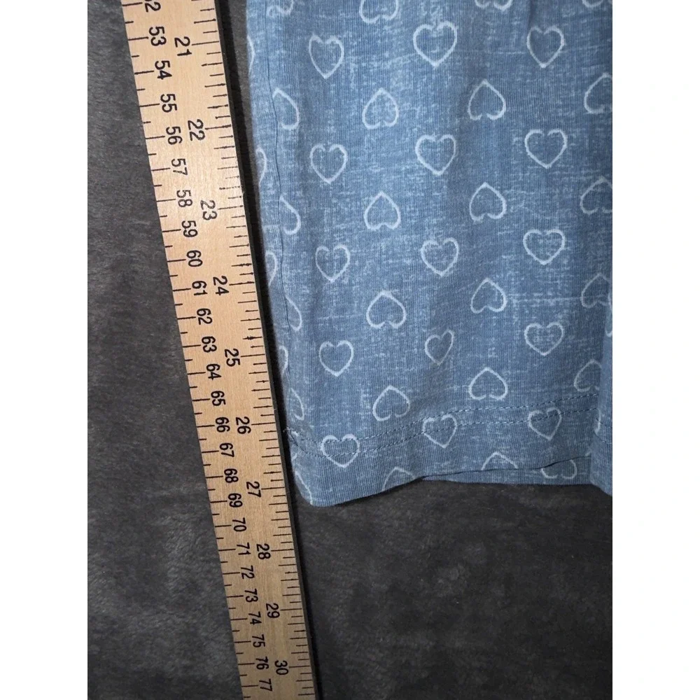 Lands End Womens Pajama Set 2X 20W 22W Blue Hearts Long Sleeve Cotton Spandex